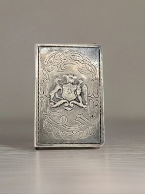 Vtg Silver 900 Fine Pictorial Everyday Life Match Holder With Vintage Matches